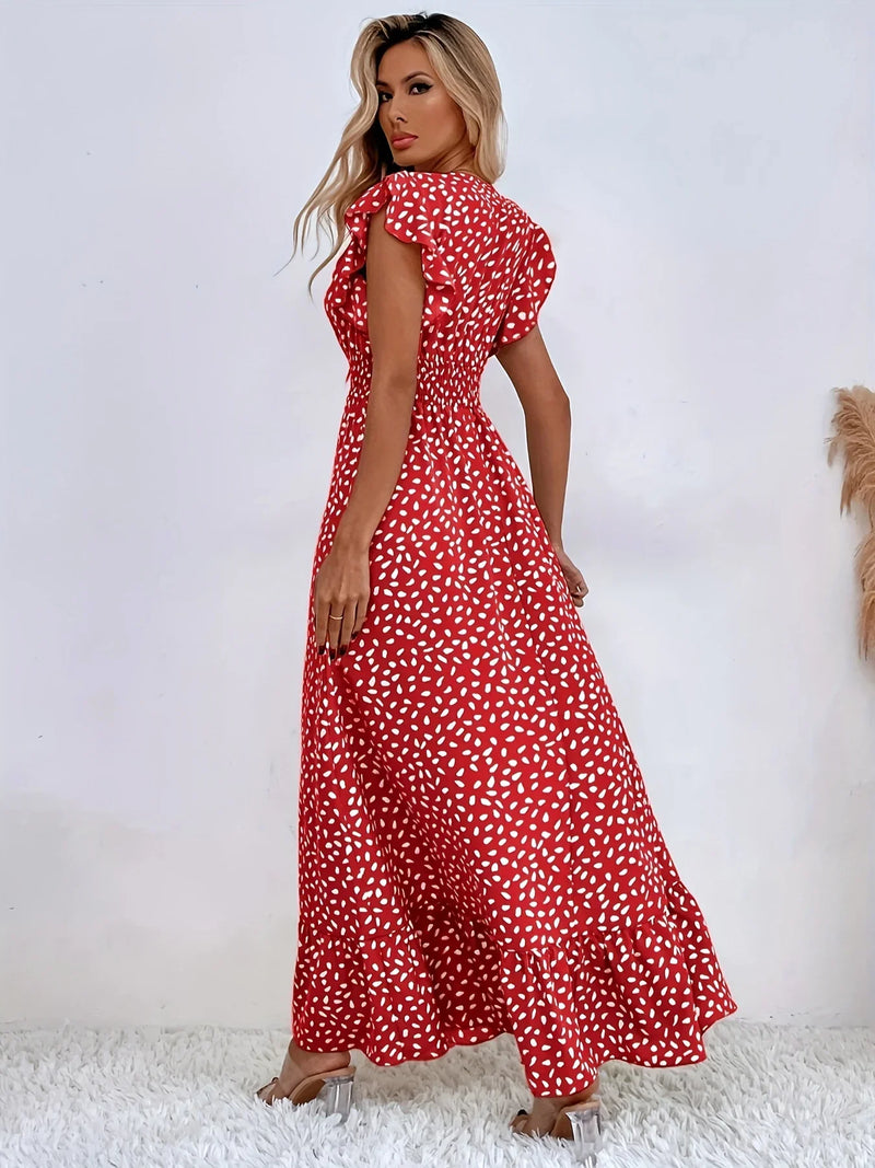 Flora Print Ruffles Dress | Stylish and Trendy-Apricot-XS-State of Style