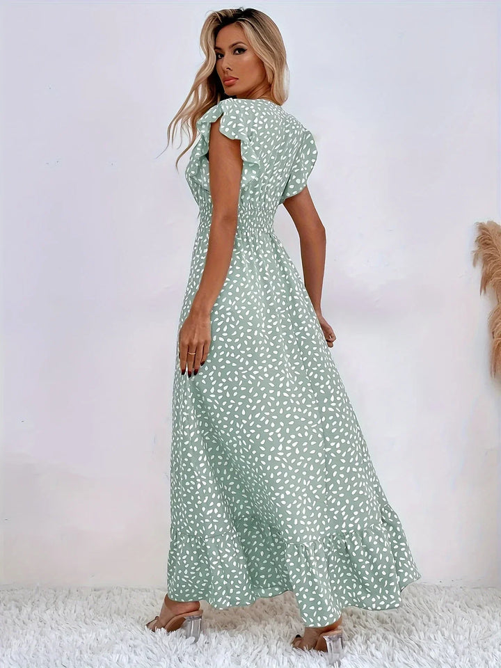 Flora Print Ruffles Dress | Stylish and Trendy-Apricot-XS-State of Style