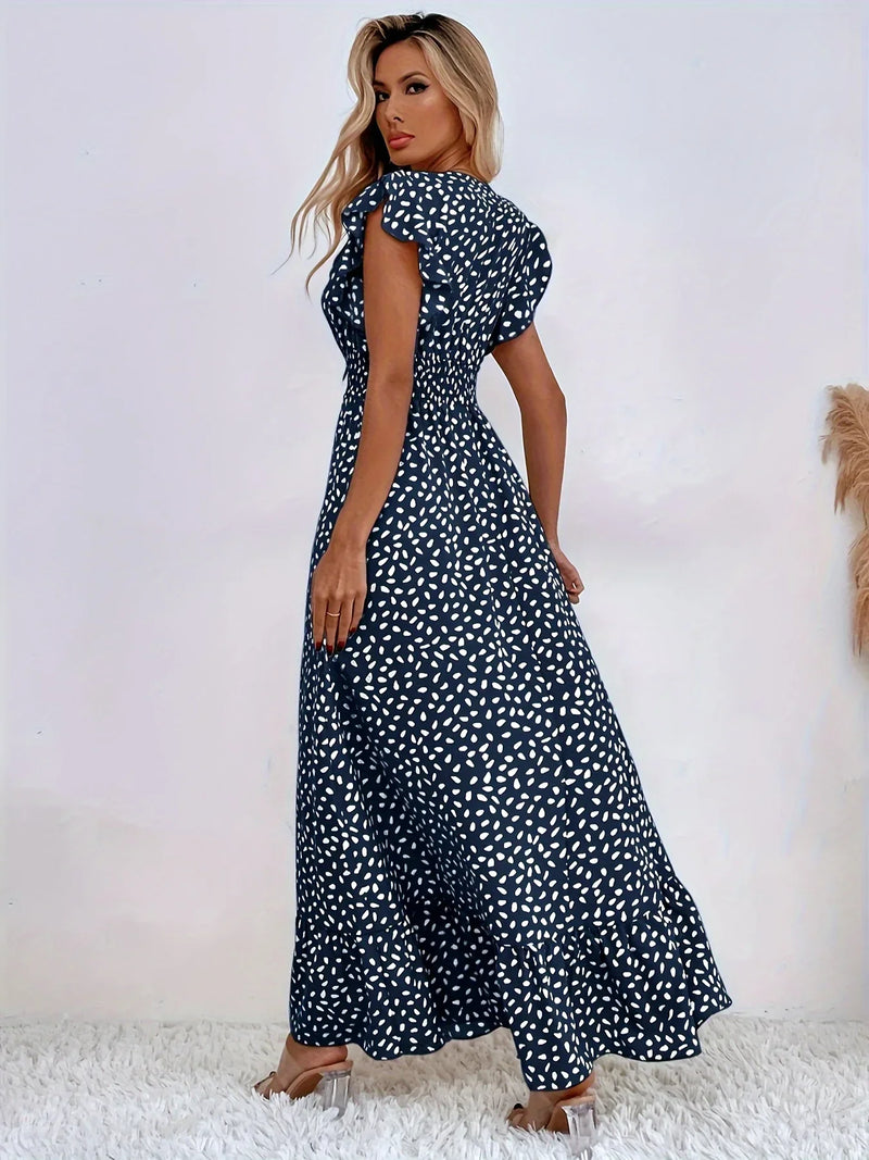 Flora Print Ruffles Dress | Stylish and Trendy-Apricot-XS-State of Style