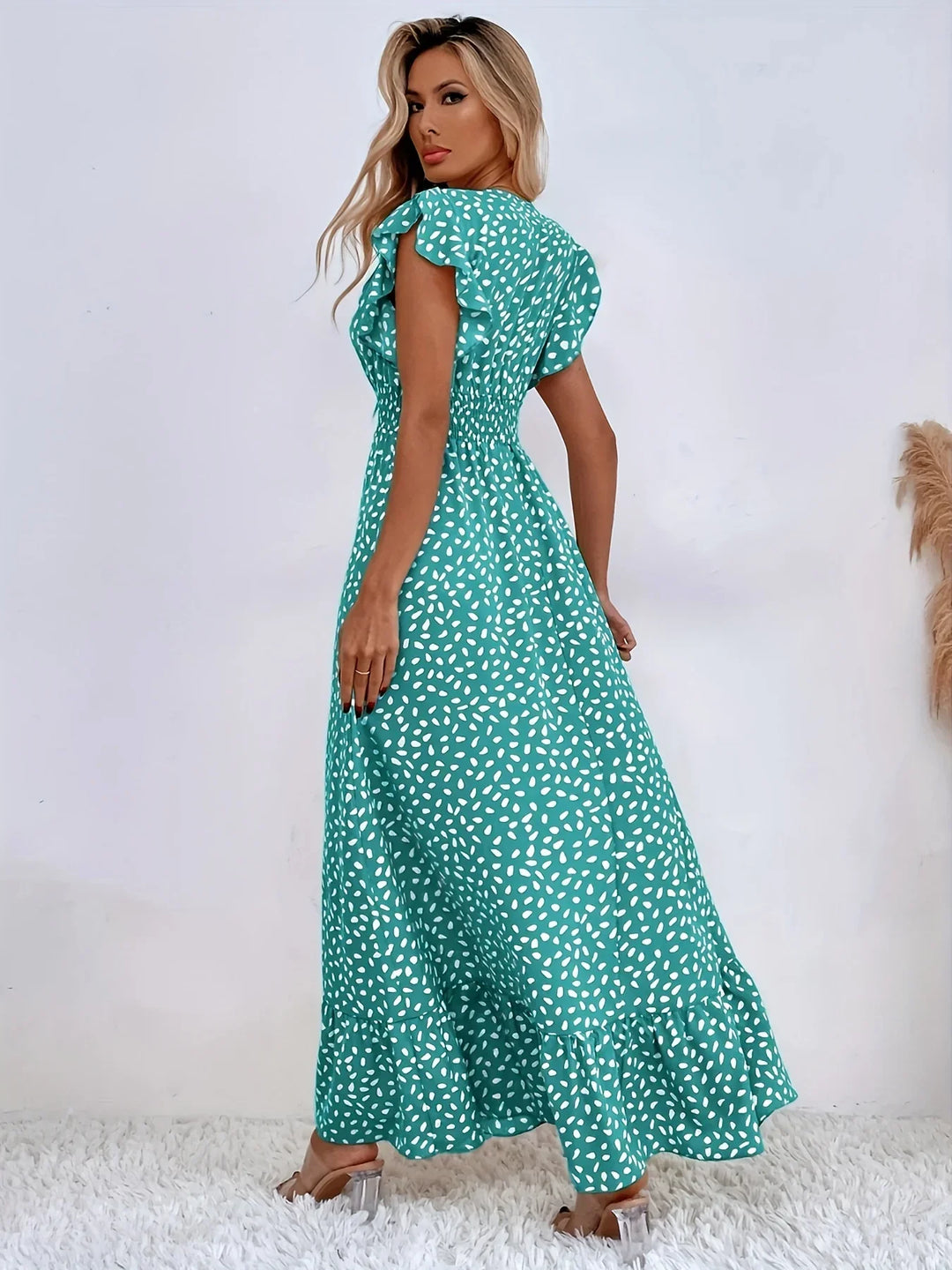 Flora Print Ruffles Dress | Stylish and Trendy-Apricot-XS-State of Style