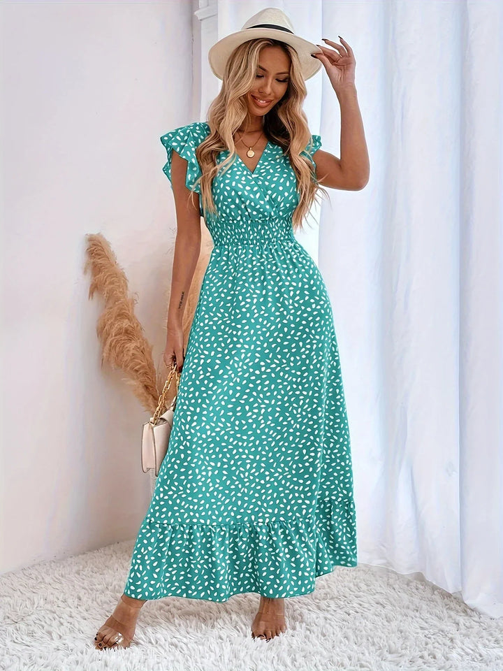 Flora Print Ruffles Dress | Stylish and Trendy-Mint Blue-XS-State of Style