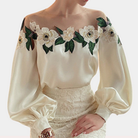 Floral Beige Ladies Blouse with Loose Fit – Elvira-S-State of Style