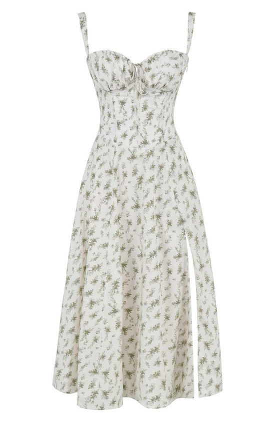 Floral Maxi Dress with Waist Definition - Fleur-Green-S-State of Style
