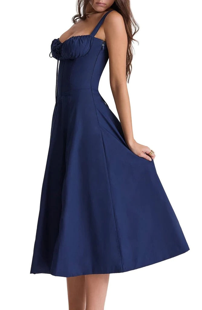 Floral Maxi Dress with Waist Definition - Fleur-Rose Blossom-S-State of Style