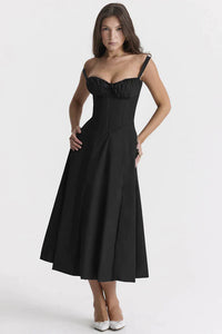 Floral Maxi Dress with Waist Definition - Fleur-Rose Blossom-S-State of Style