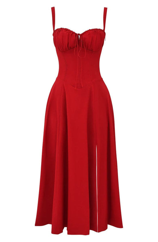 Floral Maxi Dress with Waist Definition - Fleur-Rose Blossom-S-State of Style
