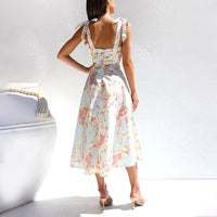 Floral Midi Dress in Lightweight Fabric – Alina-Blue-S-State of Style