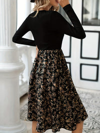 Floral Print V-Neck Long Sleeve Dress - Lilith-XS-State of Style