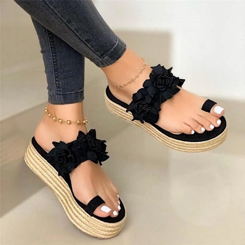 Floral Sandals | Elegant Women's Footwear-Black-3.0-State of Style