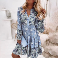 Floral Summer Dress | Elegant & Breezy-Blue-S-State of Style