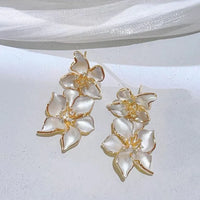 Florina White Flower Drop Earrings-State of Style