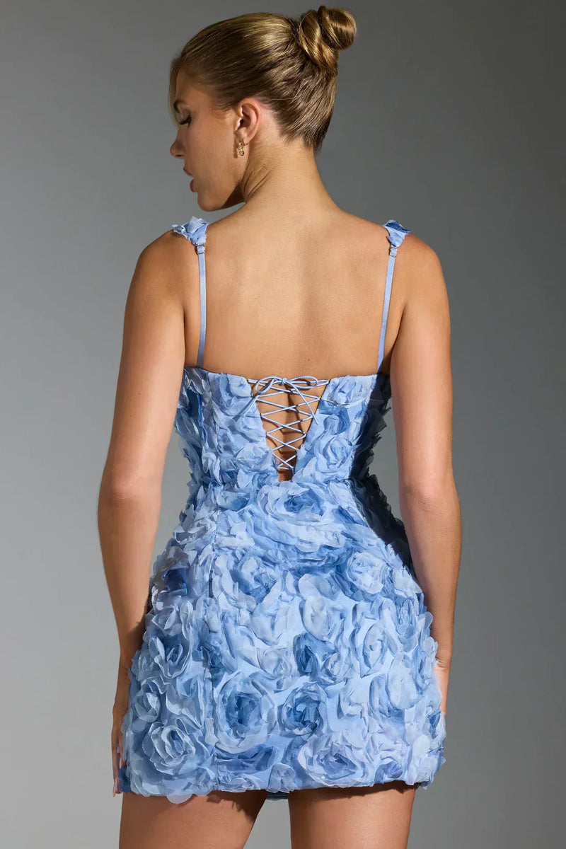 Flower Corset Mini Dress - Flower-White-XS-State of Style
