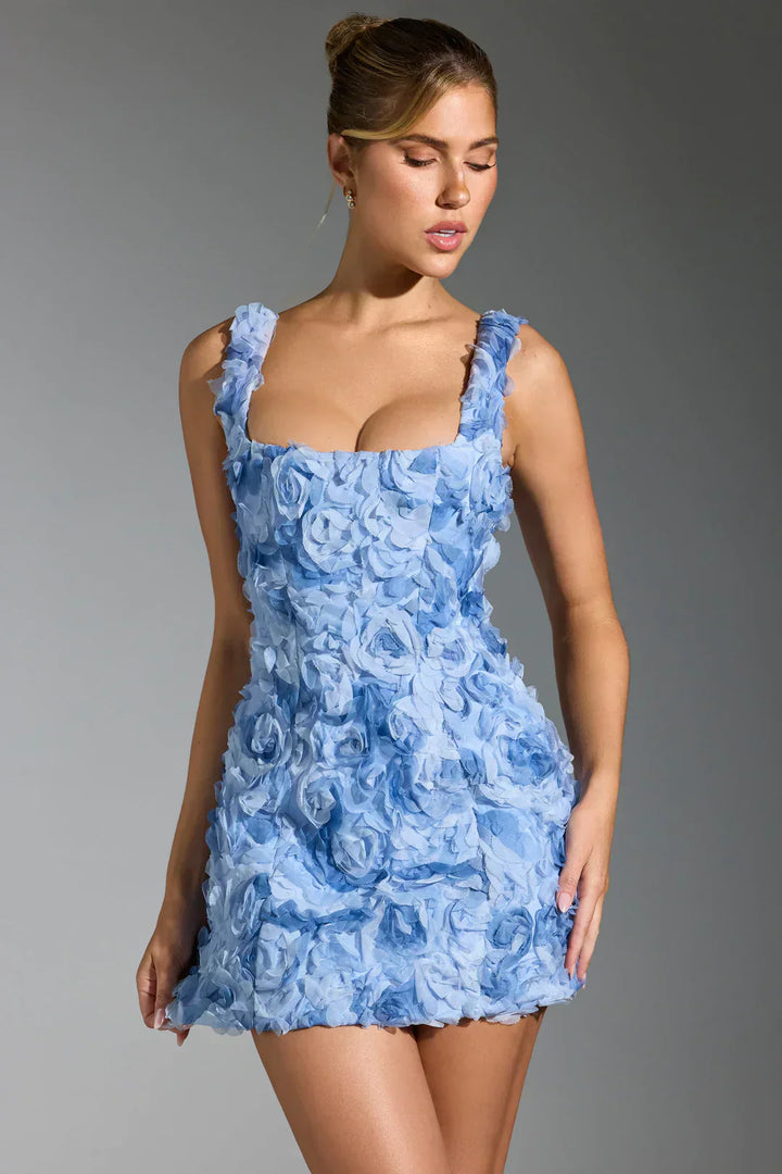 Flower Corset Mini Dress - Flower-White-XS-State of Style