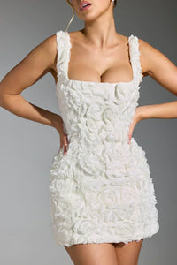 Flower Corset Mini Dress - Flower-White-XS-State of Style