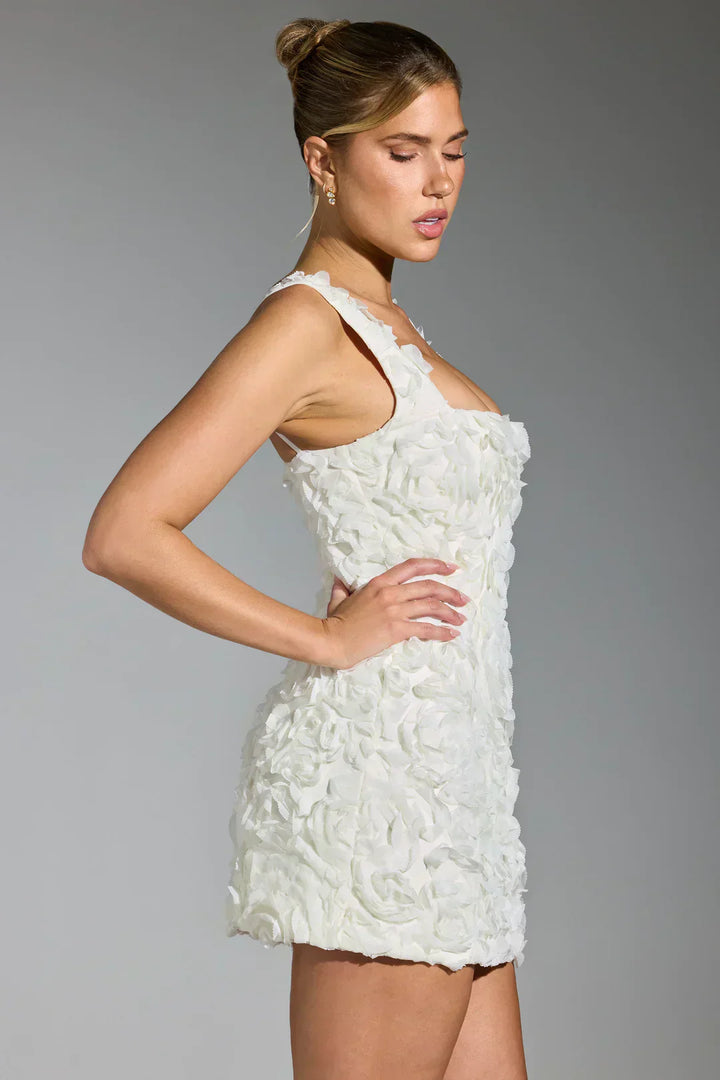Flower Corset Mini Dress - Flower-White-XS-State of Style
