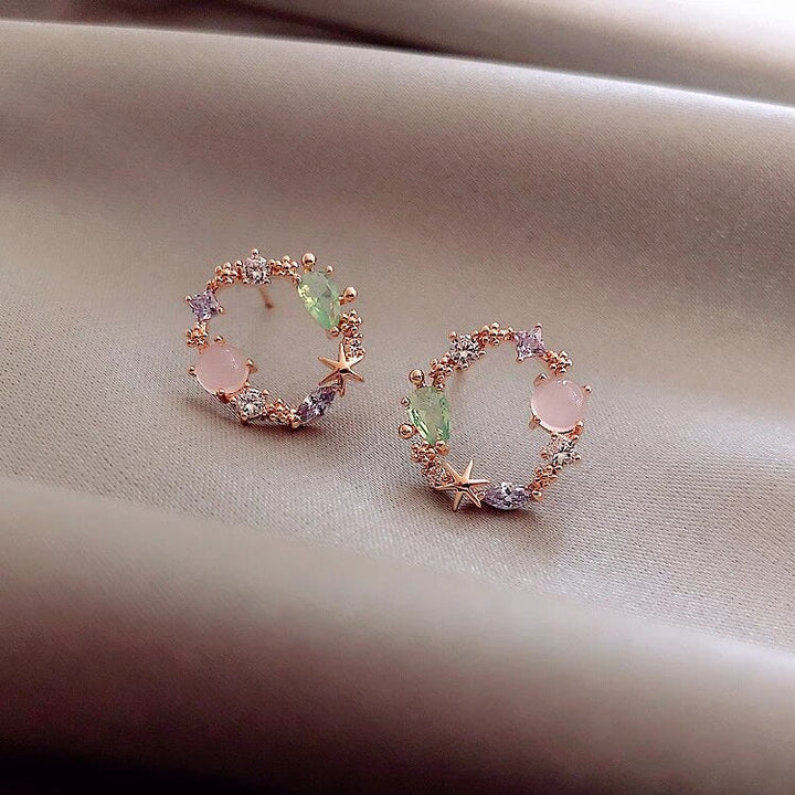Flower Earrings with Zirconia in Gold - Isabella-State of Style