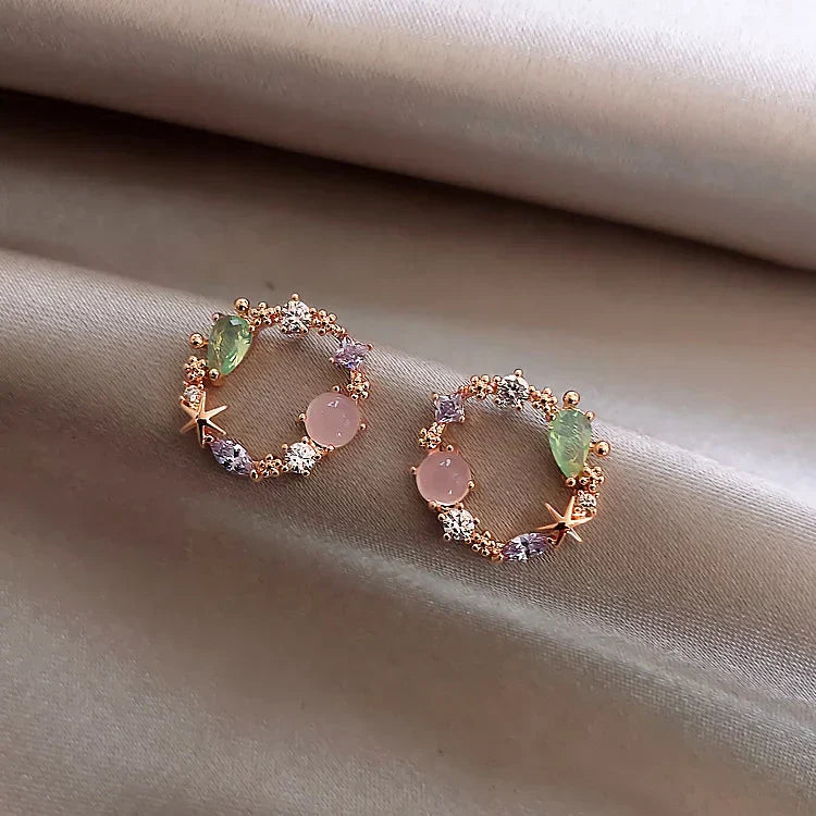 Flower Earrings with Zirconia in Gold - Isabella-State of Style