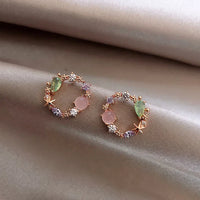 Flower Earrings with Zirconia in Gold - Isabella-State of Style
