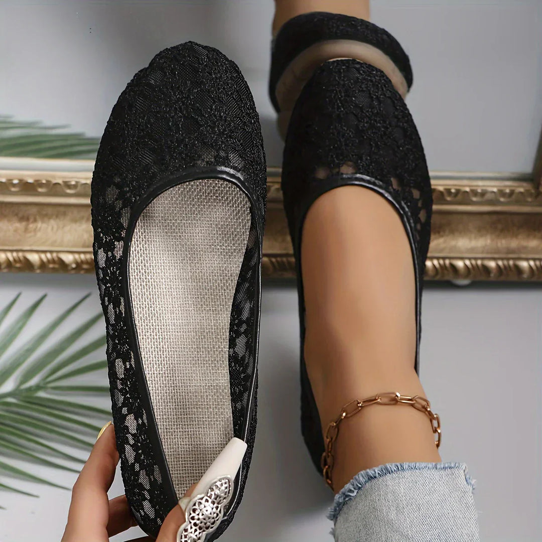Flower Pattern Ballerinas | Fleur-Black-3.5-State of Style