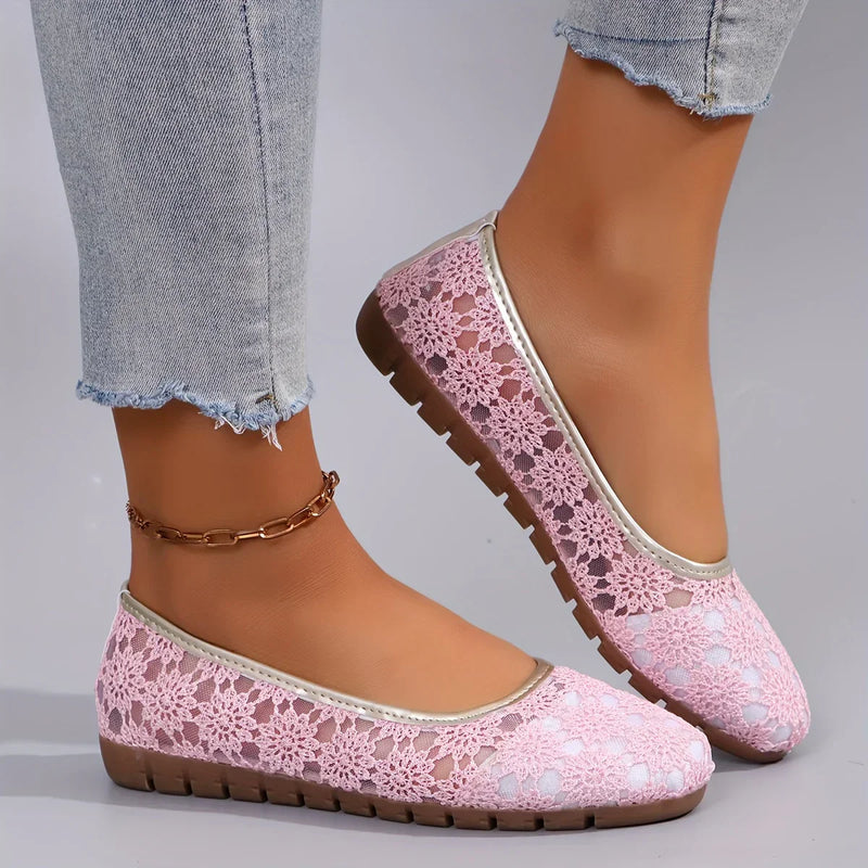 Flower Pattern Ballerinas | Fleur-White-3.5-State of Style