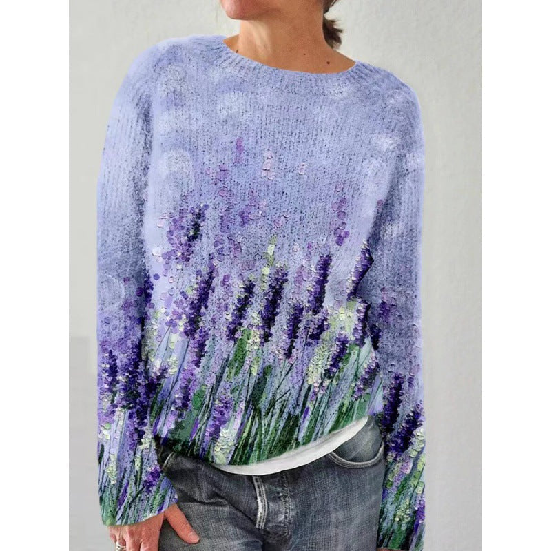 Flower Print Sweater with Vivid Colours - Florina-S-State of Style