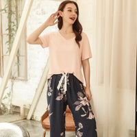 FlowerPyjamas | Soft & Stylish Women's Pyjamas-Blue/Orange-S-State of Style
