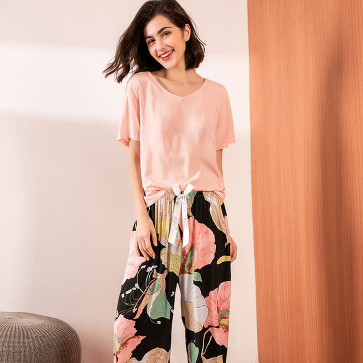 FlowerPyjamas | Soft & Stylish Women's Pyjamas-Blue/Orange-S-State of Style