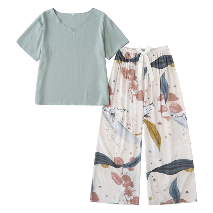 FlowerPyjamas | Soft & Stylish Women's Pyjamas-Blue/Orange-S-State of Style