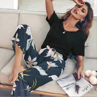 FlowerPyjamas | Soft & Stylish Women's Pyjamas-Blue/Orange-S-State of Style