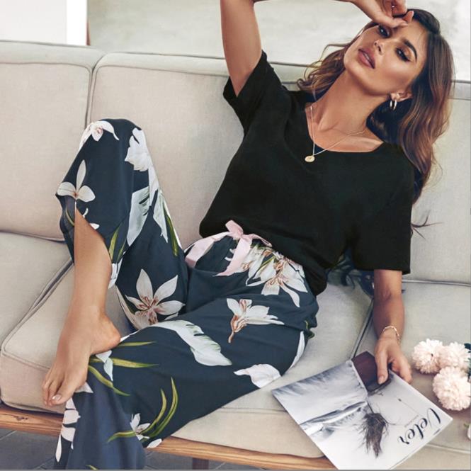 FlowerPyjamas | Soft & Stylish Women's Pyjamas-Blue/Orange-S-State of Style