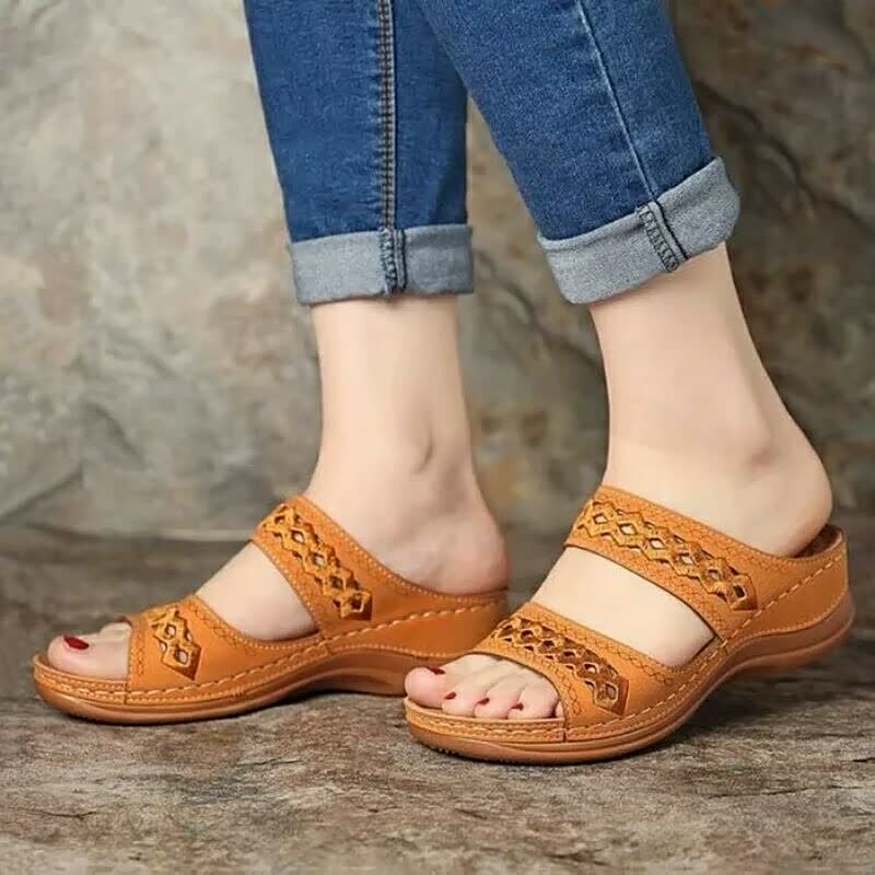 FlowerySandals | Stylish & Comfortable Women's Sandals-Khaki-4.5-State of Style