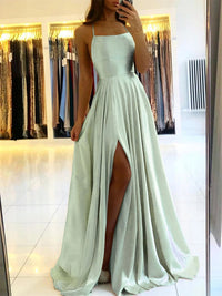 Flowy Maxi Dress with Side Split – Selina-Light green-S-State of Style