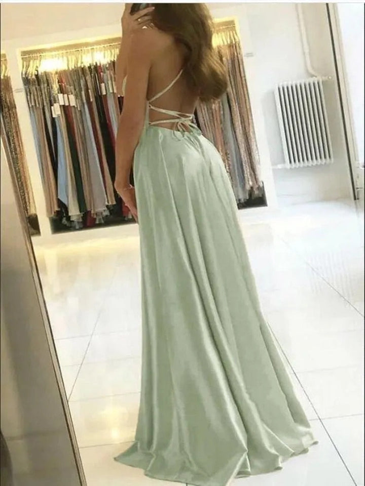 Flowy Maxi Dress with Side Split – Selina-Pink-S-State of Style