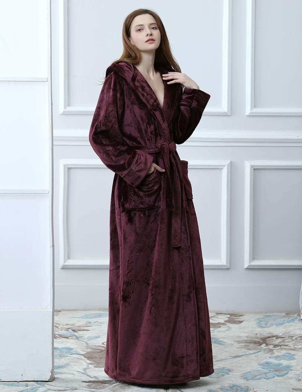 Fluffy Fleece Bathrobe with Hood - CozyFluff-Blue-M-State of Style