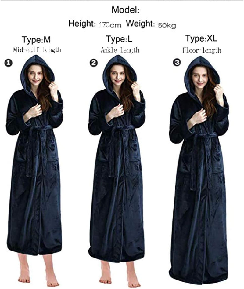 Fluffy Fleece Bathrobe with Hood - CozyFluff-Blue-M-State of Style