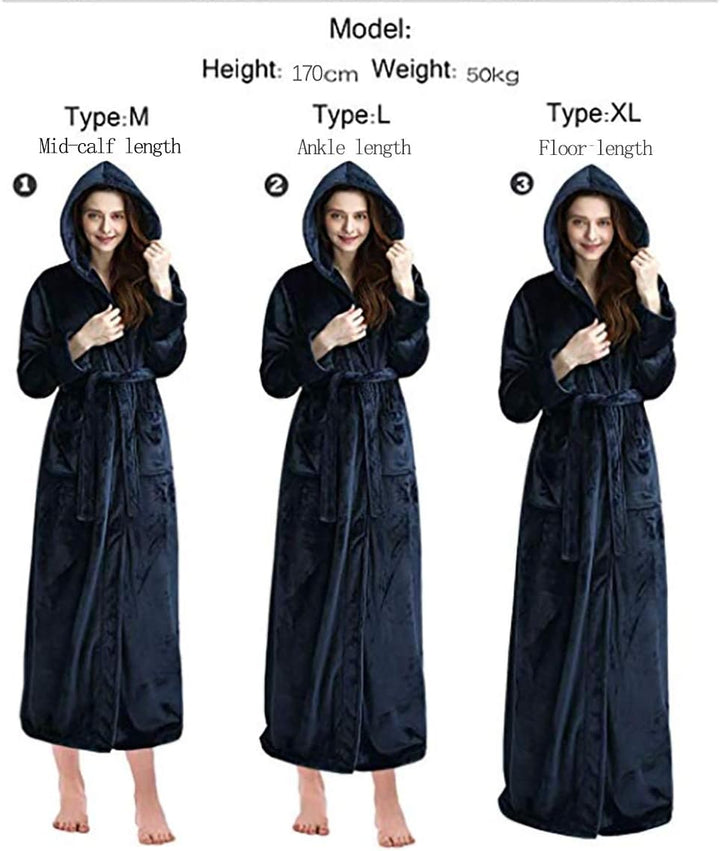 Fluffy Fleece Bathrobe with Hood - CozyFluff-Blue-M-State of Style