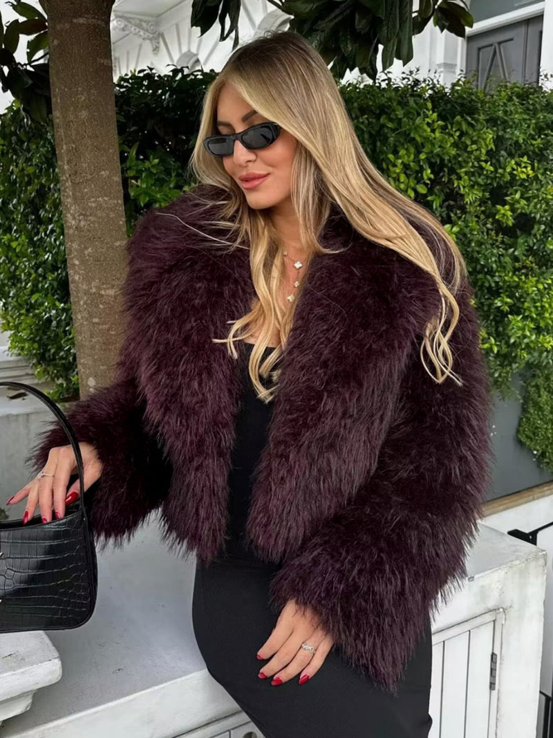 Fluffy Imitation Fur Short Jacket - Lina-XS-State of Style