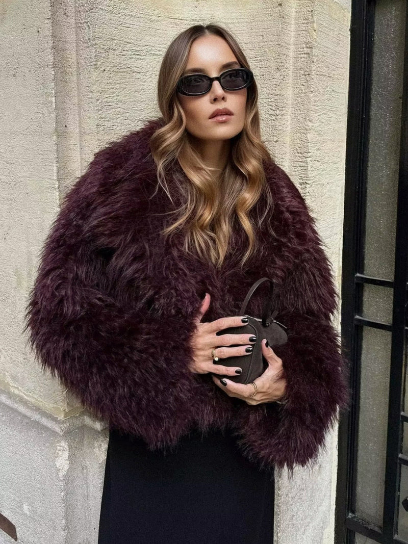 Fluffy Imitation Fur Short Jacket - Lina-XS-State of Style