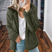 Fluffy Ladies' Jacket with Hood - Sofia-Green-S-State of Style