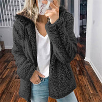 Fluffy Ladies' Jacket with Hood - Sofia-Pink-S-State of Style