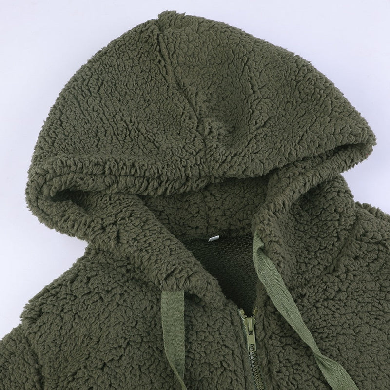 Fluffy Ladies' Jacket with Hood - Sofia-Pink-S-State of Style