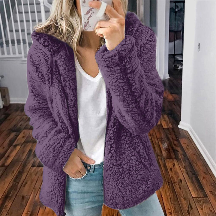 Fluffy Ladies' Jacket with Hood - Sofia-Pink-S-State of Style