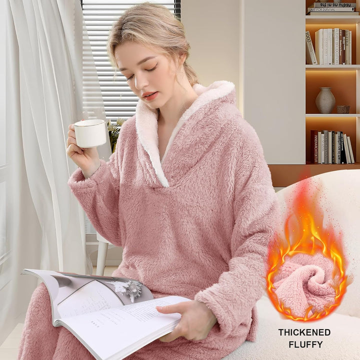 Fluffy Pyjama Set for Women - CozyPlush-Dark blue-S-State of Style