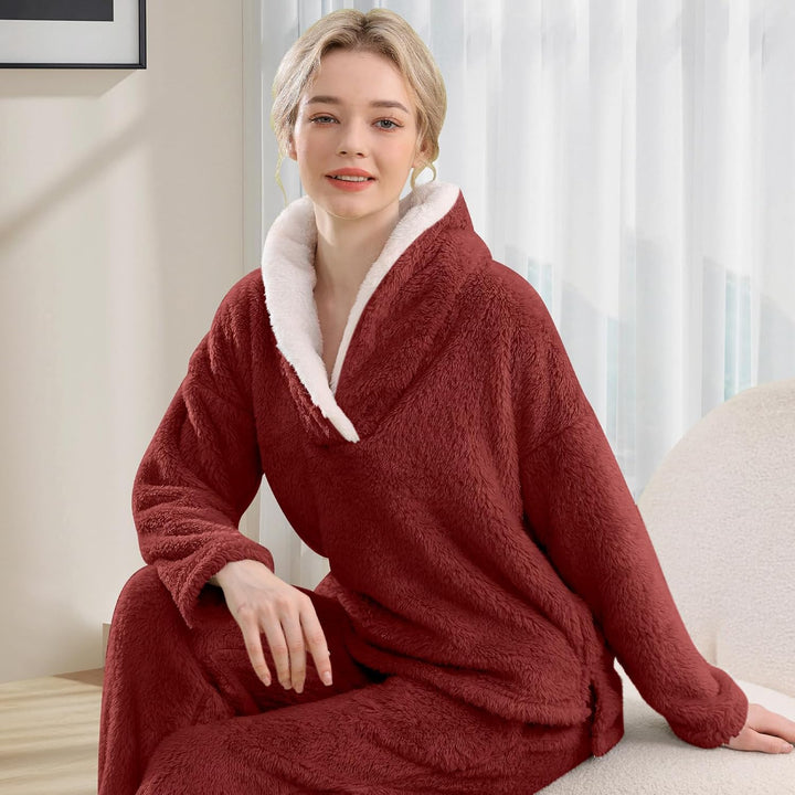 Fluffy Pyjama Set for Women - CozyPlush-Dark blue-S-State of Style