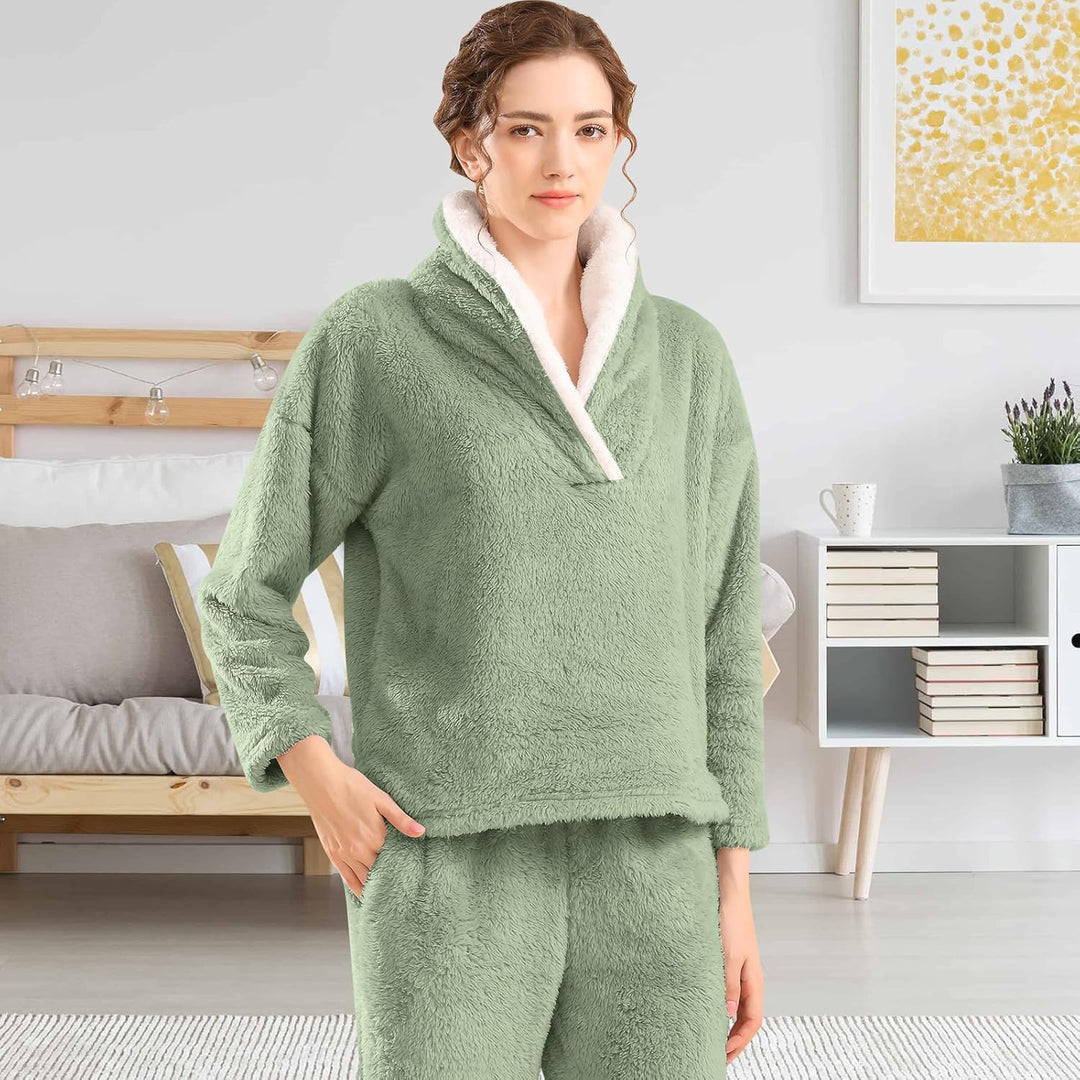 Fluffy Pyjama Set for Women - CozyPlush-Dark blue-S-State of Style