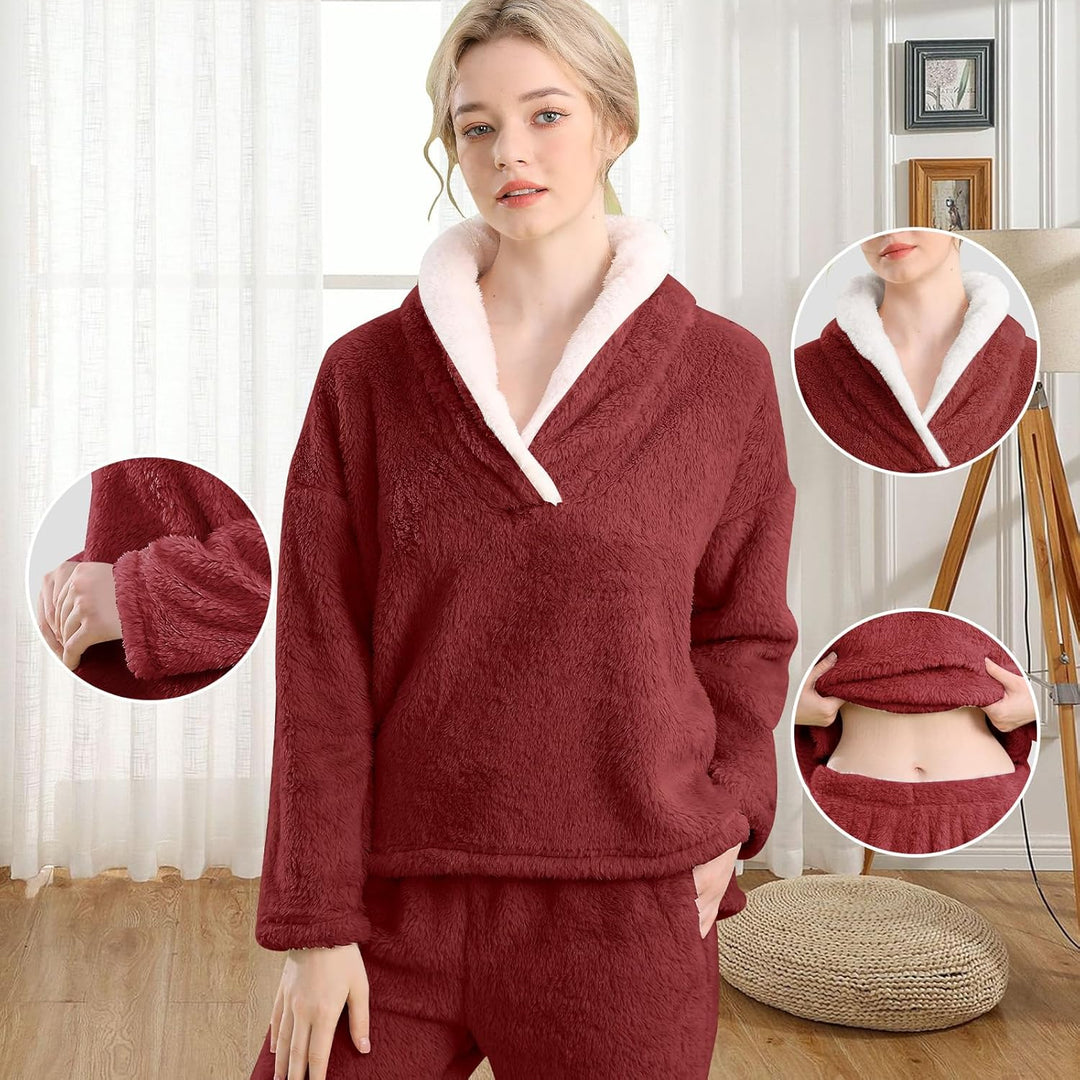 Fluffy Pyjama Set for Women - CozyPlush-Dark blue-S-State of Style