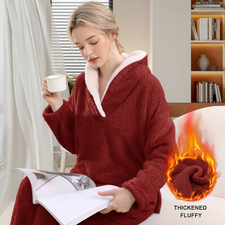 Fluffy Pyjama Set for Women - CozyPlush-Dark blue-S-State of Style