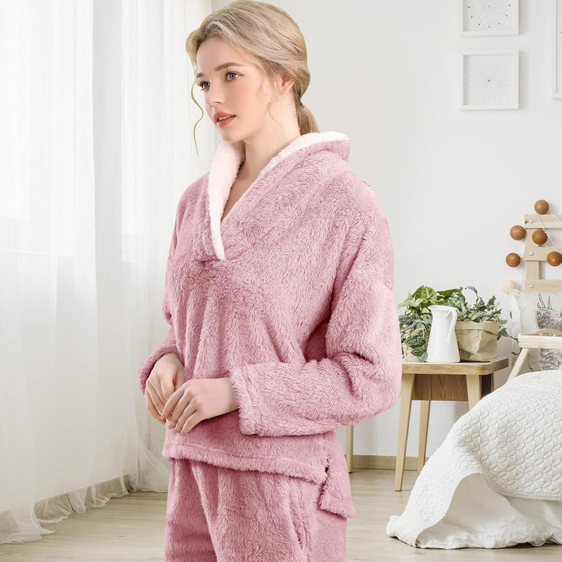 Fluffy Pyjama Set for Women - CozyPlush-Dark blue-S-State of Style