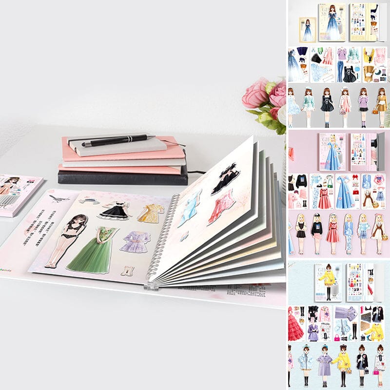 Magnetic dress-up dolls playset for children with clothes and storage box