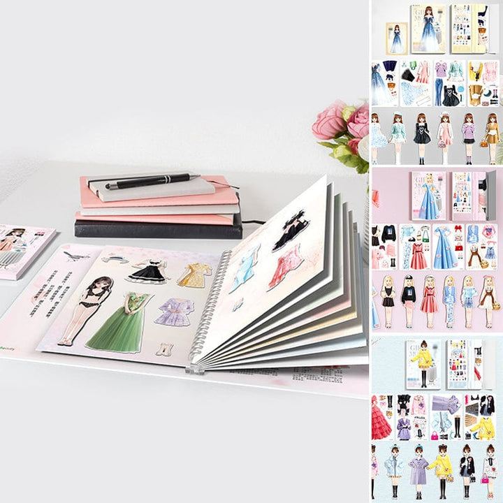 Magnetic dress-up dolls playset for children with clothes and storage box